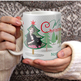 Caneca De Café Nome Fotografia Árvores de Natal Mug