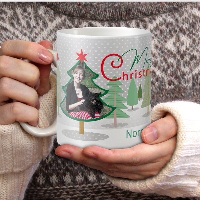 Caneca De Café Nome Fotografia Árvores de Natal Mug (Criador carregado)