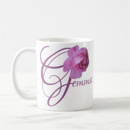 Caneca De Café Nome Gemma personalizável Flores rosa rosa bonito