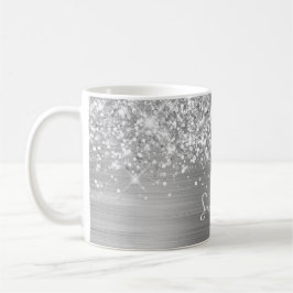 Caneca De Café Nome Glam Prateado Brilhante