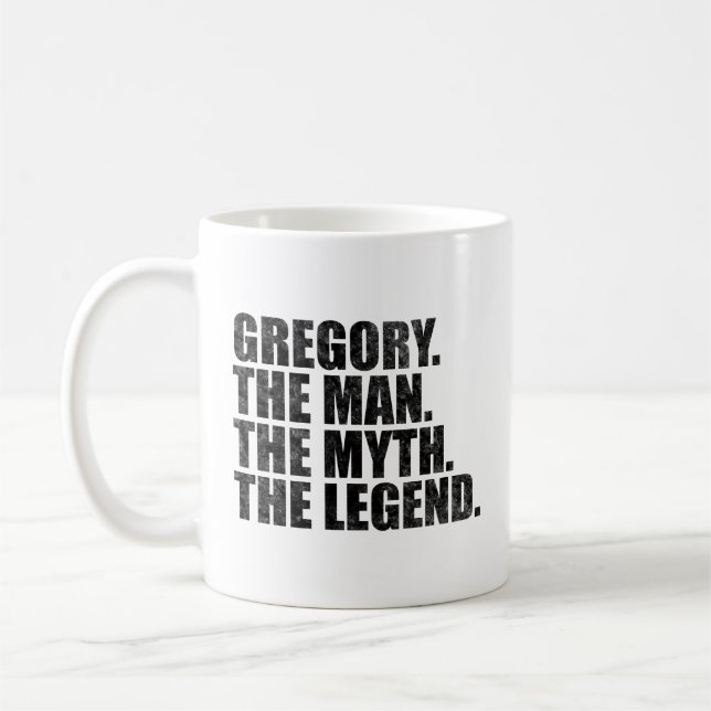 Caneca De Café Nome Gregory, Gregory O Homem O Mito A Lenda (Esquerda)