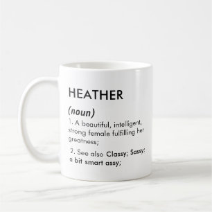 Caneca De Café Nome Heather, Nome editável, Nome personalizado