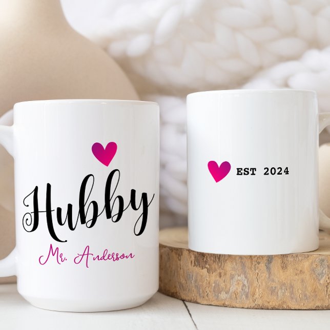 Caneca De Café Nome Hubby e Aniversário de Casamento de Data (Criador carregado)