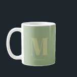 Caneca De Café Nome inicial do Monograma Verde Mínimo Moderno<br><div class="desc">Monograma Mínimo Moderno Verde Sage Nome Inicial Coffee Mug</div>