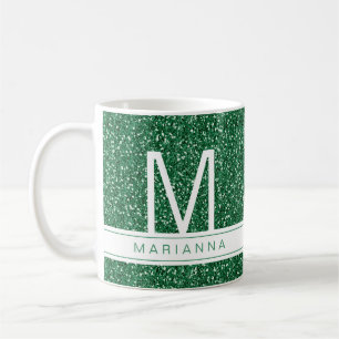 Caneca De Café Nome Inicial Personalizado do Monograma da Glitter