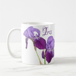 Caneca De Café Nome Iris personalizável primavera floral da íris 