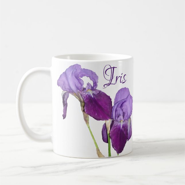 Caneca De Café Nome Iris personalizável primavera floral da íris  (Esquerda)