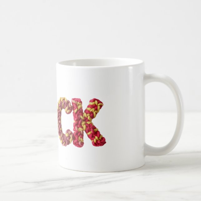 Caneca De Café Nome JACK no Padrão de Crochet Vibrante (Direita)