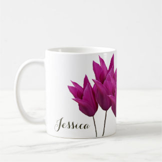 Caneca De Café Nome Jessica personalizável tulipa cor-de-rosa bon