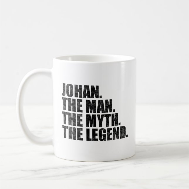 Caneca De Café Nome Johan, Johan O Homem O Mito A Lenda (Esquerda)