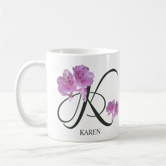 Caneca De Café Nome Karen personalizável, garota floral rosa boni