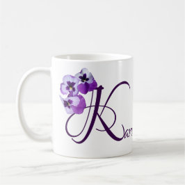Caneca De Café Nome Karen personalizável pansy floral pansy