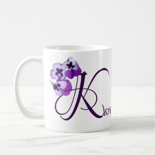 Caneca De Café Nome Karen personalizável pansy floral pansy