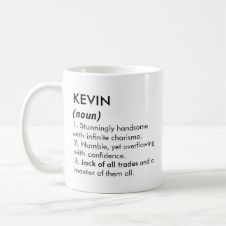 Caneca De Café Nome Kevin, Nome editável, Nome personalizado
