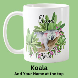 Caneca De Café Nome Koala, australiano, marsupial animal