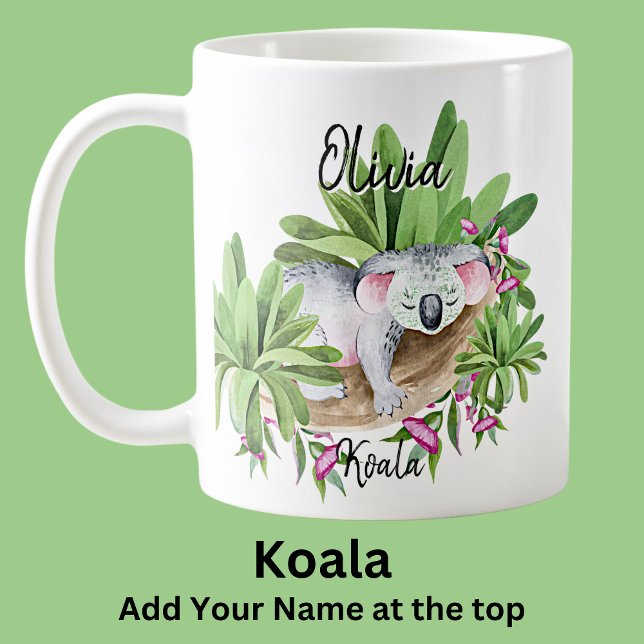 Caneca De Café Nome Koala, australiano, marsupial animal (Criador carregado)