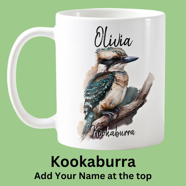 Caneca De Café Nome Kookaburra Australian Bird Animal (Criador carregado)