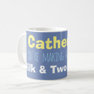 Caneca De Café Nome & Leite e Açúcar Instruções em