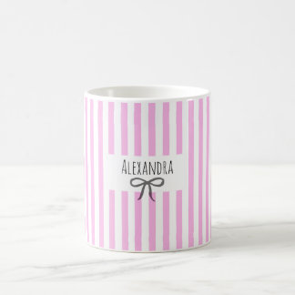 Caneca De Café Nome listras rosa moderno trendy arco desenho à mã