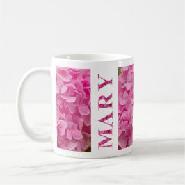 Caneca De Café Nome "Mary", Letra Floral Cor-de-Rosa, Cuta Hydran