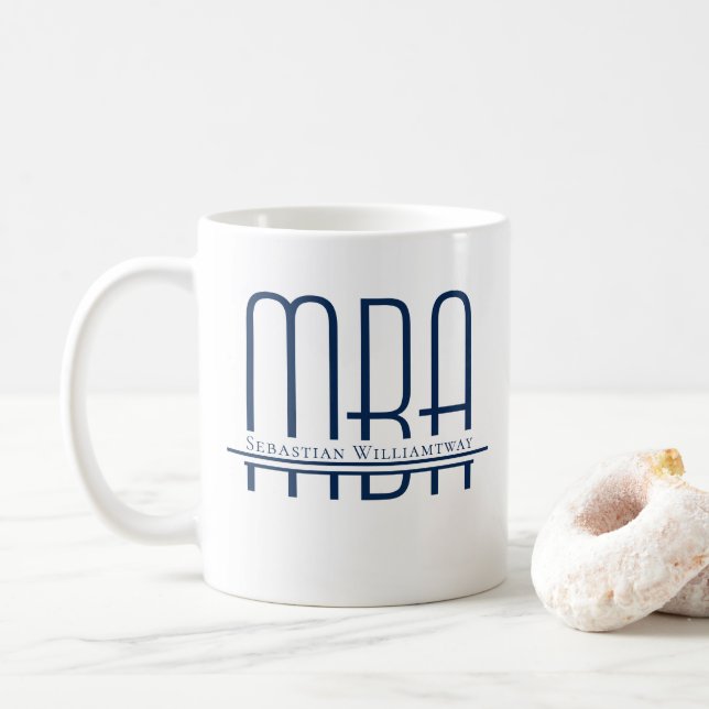 Caneca De Café Nome MBA Azul (Com Donut)