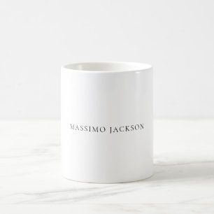 Caneca De Café Nome Minimalista Moderno Simples Preto Branco