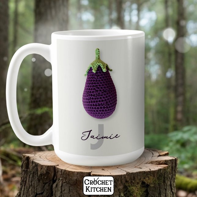 Caneca De Café Nome Mínimo de Crochet Mínimo Roxo Divertido (Criador carregado)