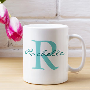 Caneca De Café Nome Moderno e Monograma Clássico Inicial