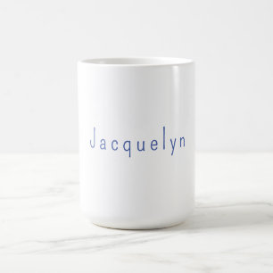 Caneca De Café Nome moderno elegante e elegante azul minimalista