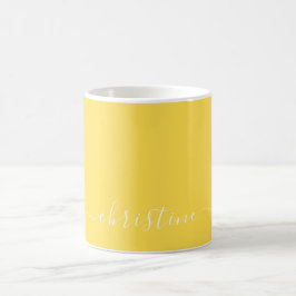 Caneca De Café Nome Moderno Minimalista Branco C61 Amarelo Person