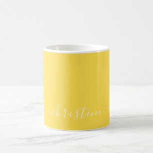 Caneca De Café Nome Moderno Minimalista Branco C61 Amarelo Person