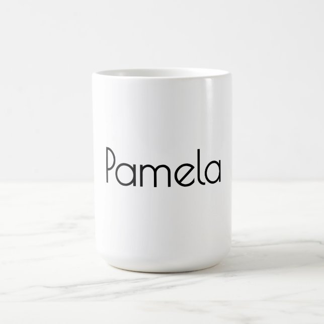 Caneca De Café Nome Moderno Mínimo de preto e branco (Centro)