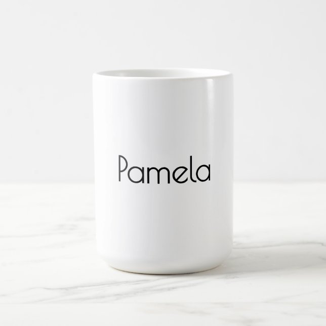Caneca De Café Nome Moderno Mínimo de preto e branco (Centro)