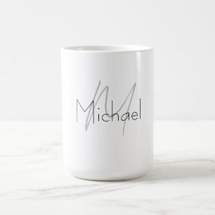 Caneca De Café Nome Moderno Mínimo Simples Monograma