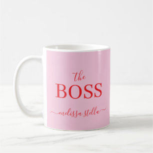 Caneca De Café Nome Moderno Rosa A Chefe Presente Feminino