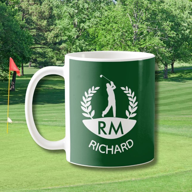 CANECA DE CAFÉ NOME MONOGRAMA DO GOLFISTA CLÁSSICO (Criador carregado)