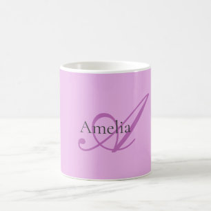 Caneca De Café Nome Monograma - Letra Inicial Orchid & Lilac