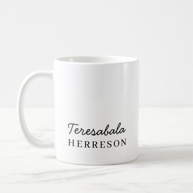 Caneca De Café Nome Monograma Moderno Design Minimalista Elegante (Esquerda)
