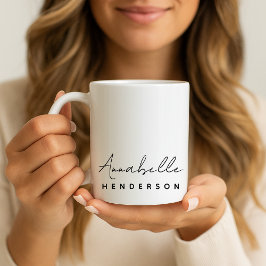 Caneca De Café Nome Monograma | Moderno Minimalista Elegante