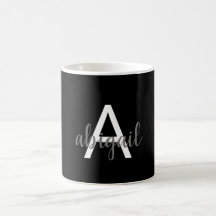 Nome Monograma Moderno Preto Branco Feminino