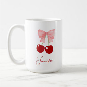 Caneca De Café Nome Mug com Arco rosa e cerejas