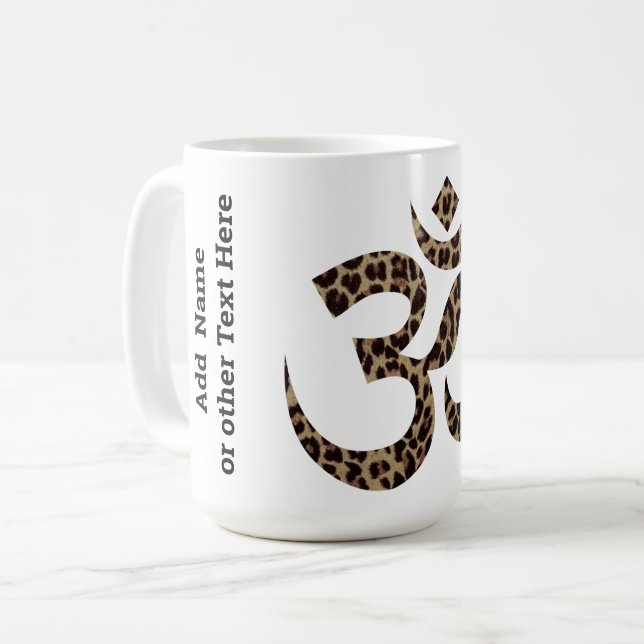 Caneca De Café Nome na Impressão Leopard Símbolo Om 15oz Coffee M (Frente Esquerda)
