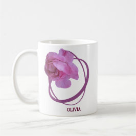 Caneca De Café Nome Olivia bonito rosa rosa rosa floral