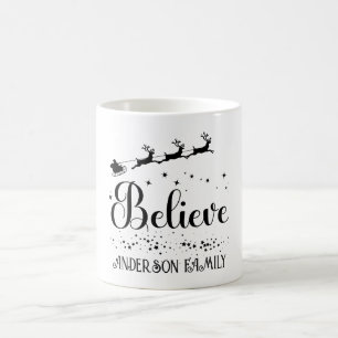 Caneca De Café Nome Personalizado 'Acredite' do Natal Familiar