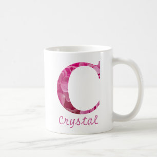 Caneca De Café Nome Personalizado Alfabeto Floral Cor-de-rosa - L