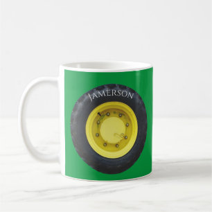 Caneca De Café nome personalizado amarelo pneu roda