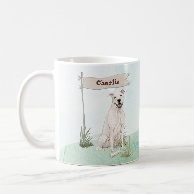 Caneca De Café Nome Personalizado Americano Staffordshire Terrier (Esquerda)