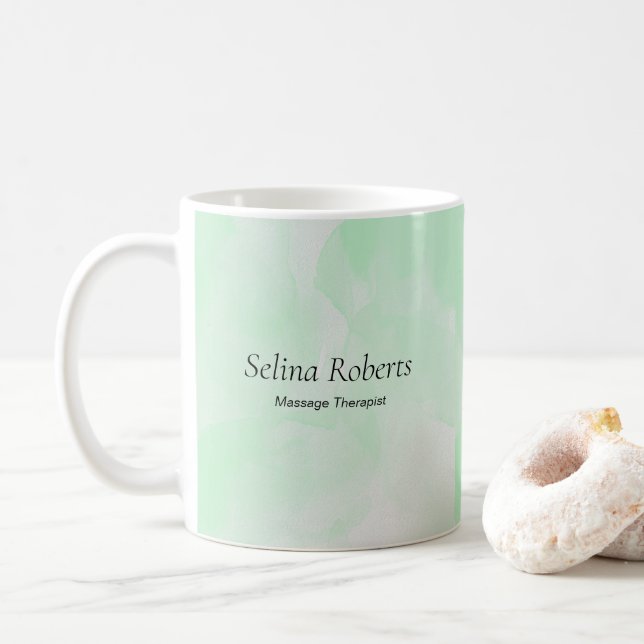Caneca De Café Nome personalizado aquarela verde (Com Donut)