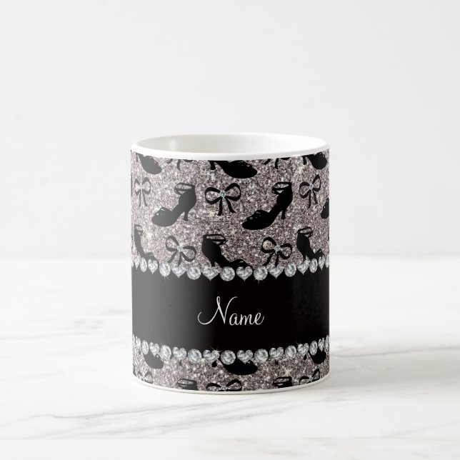 Caneca De Café Nome personalizado arcos de ricos de brilho pratea (Centro)