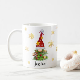Caneca De Café Nome Personalizado Árvore de Natal Gnome Classic M